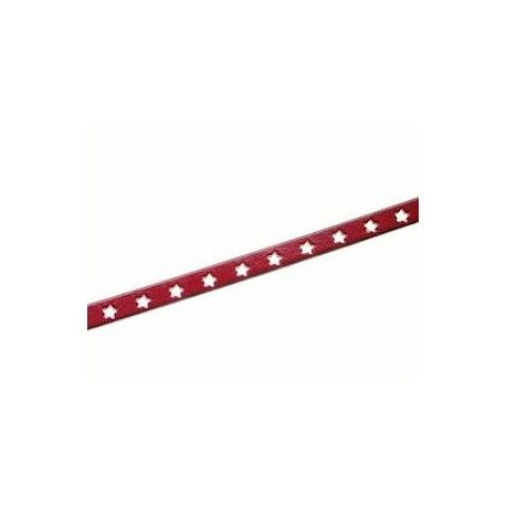 Lanière cuir étoile 6mm ROUGE x35cm  - 1