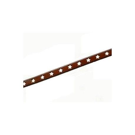 Lanière cuir étoile 6mm AMBRE x35cm  - 1