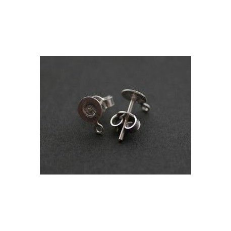 Support BO à coller d.6mm avec anneau ARGENT 925 x2  - 1