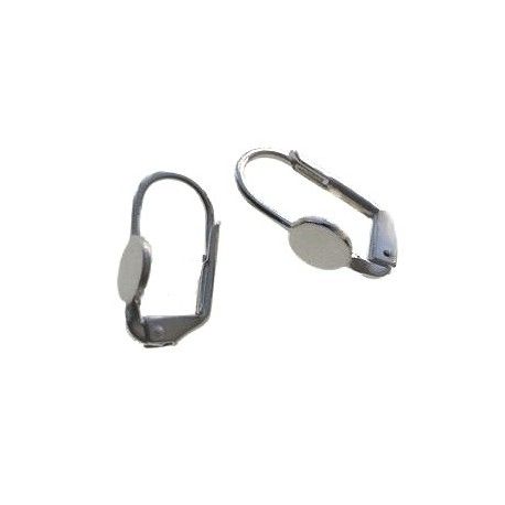 Dormeuse à coller plateau 6mm 16.5x8.5mm ARGENTÉ x2  - 1