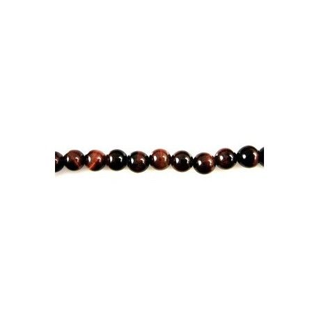 Perles rondes Oeil de Tigre Rouge 4mm Fil de 40cm x1  - 1