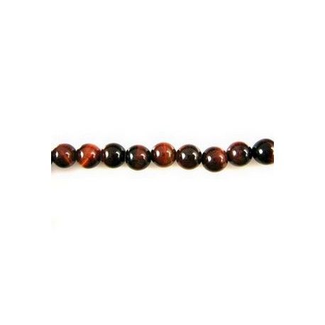 Perles rondes Oeil de Tigre Rouge 6mm Fil de 40cm x1  - 1