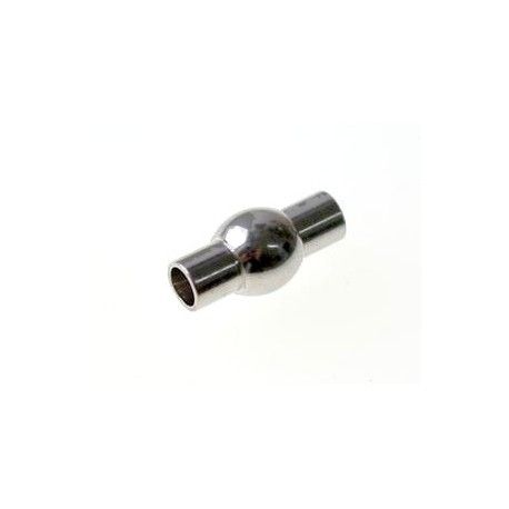 Fermoir tube boule 16.5x8mm ARGENTÉ  - 1