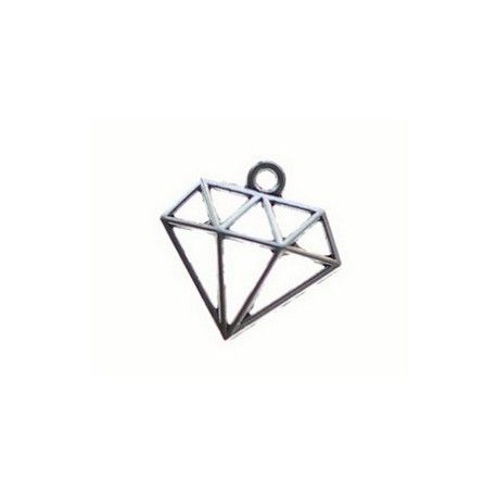 Breloque diamant évidé 18.1x18.4mm ARGENTÉ VIEILLI x2  - 1