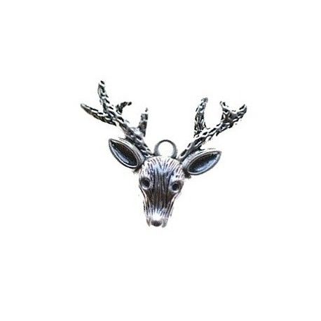 Pendentif tête de cerf 31.3x36.4mm ARGENTÉ VIEILLI  - 1