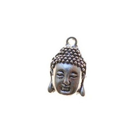 Pendentif tête de bouddha 27.6x17.6mm ARGENTÉ VIEILLI  - 1