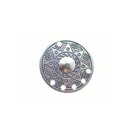 Pendentif disque ethnique 5 trous 25.9mm ARGENTÉ VIEILLI  - 1