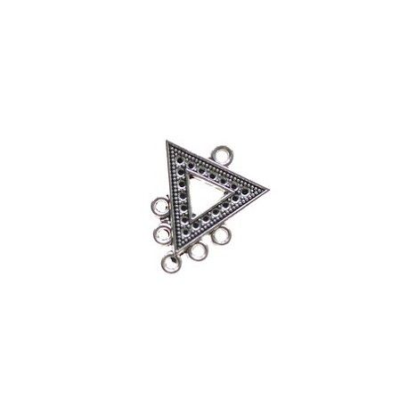 Support triangle 5 anneaux 24.4x20.2mm ARGENTÉ VIEILLI  - 1