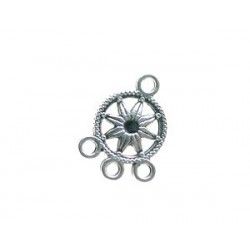 Starred flower earstud 3 rings 18.2x13.3mm OLD SILVER COLOR x2 