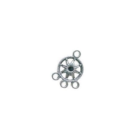 Support BO fleur étoilée 3 anneaux 18.2x13.3mm ARGENTÉ VIEILLI x2  - 1