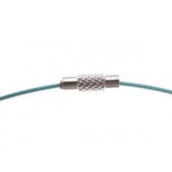Choker nylon coated stainless steel with screw clasp diam.14cm TURQUOISE