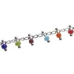 Beads charm chain SILVER COLOR/MULTICOLOR x35cm