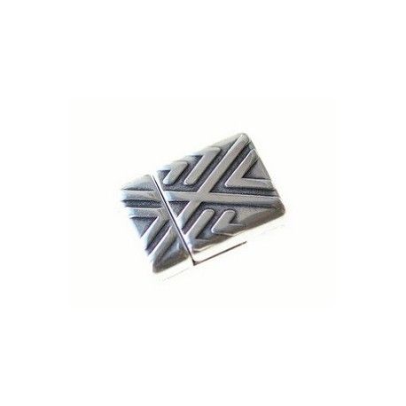 Fermoir aimanté gravé chevron 20x14mm ARGENTÉ VIEILLI  - 1