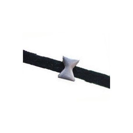 Passant pour lanière 3mm noeud papillon 4.8x6.2mm ARGENTÉ VIEILLI x2  - 1