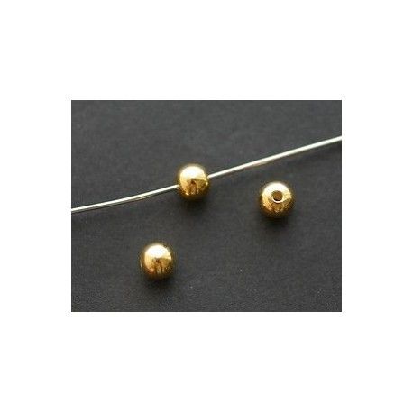 Perle ronde Argent 925 4mm plaqué OR 24Kt x5