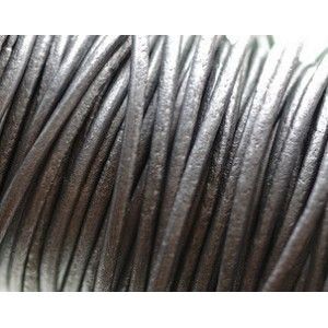 Cordon de cuir 1mm METALLIC DARK SILVER x1m