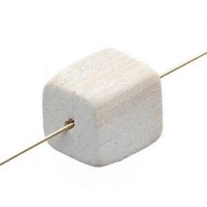 Cube aplati 32x28mm BOIS BLANC x3