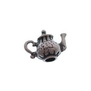 Breloque Théière 16x13mm ARGENTÉ VIEILLI  - 1
