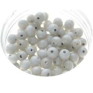 Perle ronde 4mm verre indien BLANC x20g  - 1