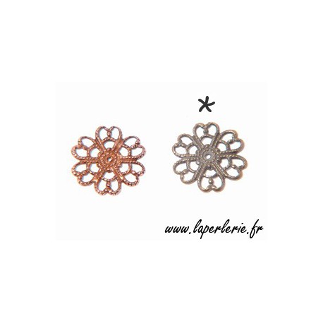 Estampe fleur d. 14 mm LAITON VIEILLI  - 1