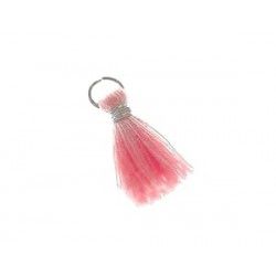 Pompon of threads with loop 10/12mm silver thread LIGHT ROSE x2