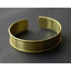 Raw brass bracelet base with rebord 15 x0.7mm