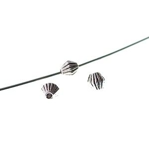 Perles toupies striées 3.8x3.4mm ARGENTÉ VIEILLI x10