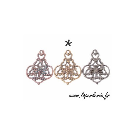 Estampe goutte 33x23 mm LAITON VIEILLI  - 1