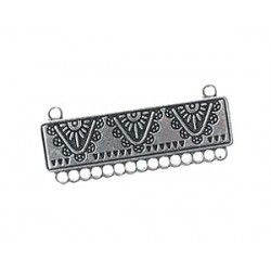 Spacer ethnic rectangle 45x16mm OLD SILVER COLOR x1
