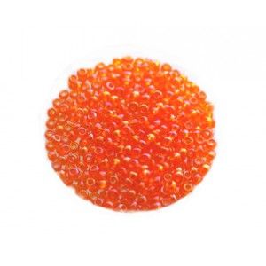 Rocaille 2mm ORANGE TRANSPARENT AB, mesure de 12.5gr environ 600 perles.