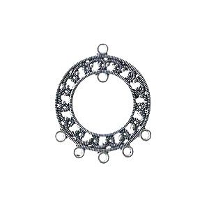 Support BO rond évidé 5 anneaux 37x30mm ARGENTÉ VIEILLI x1