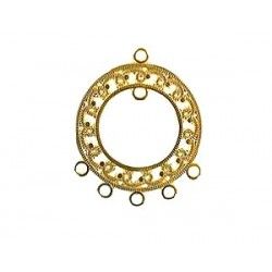 Earrings round hollow 5 rings 37x30mm GOLD COLOR x1