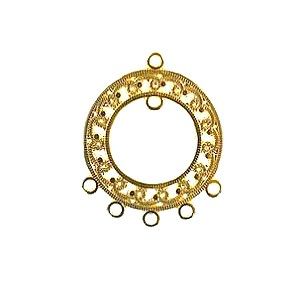 Support BO rond évidé 5 anneaux 37x30mm DORÉ x1