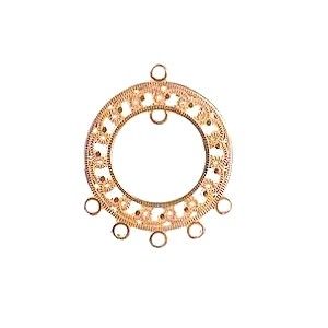 Support BO rond évidé 5 anneaux 37x30mm ROSE GOLD x1