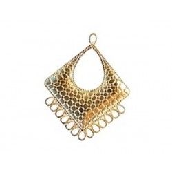 Chandelier earrings lozenge 13 rings 37x30mm GOLD COLOR x1