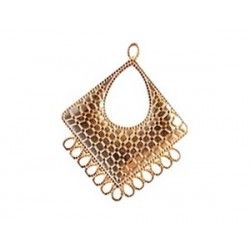 Chandelier earrings lozenge 13 rings 37x30mm GOLD COLOR x1