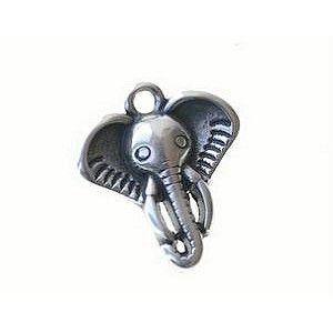 Breloque tête d'éléphant 17.9x15.8mm ARGENTÉ VIEILLI x1