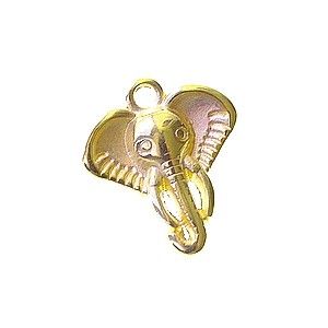 Breloque tête d'éléphant 17.9x15.8mm DORÉ x1