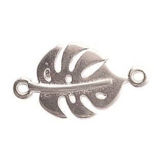 Intercalaire feuille de monstera 22.3x12.6mm ARGENTÉ VIEILLI x1