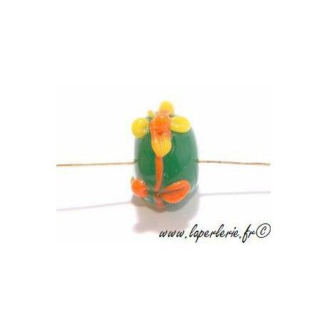 Rondelle 12mm fleurs en relief EMERALD  - 1