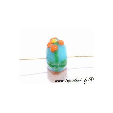 Rondelle 12mm fleurs en relief TURQUOISE  - 1