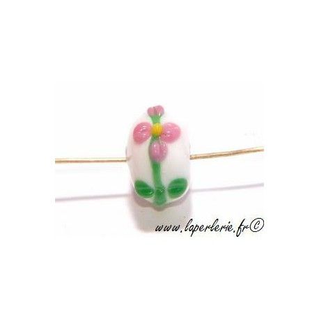 Rondelle 12mm fleurs en relief WHITE  - 1