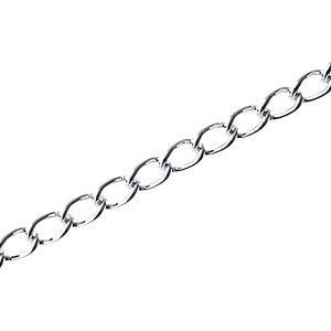 Chaîne maille gourmette allongée 4mm ARGENTÉ, le mètre.