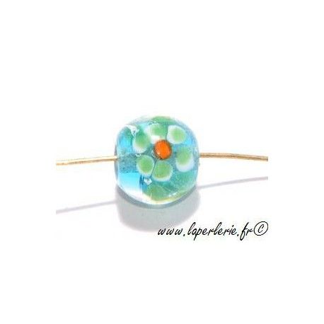Ronde inclusion fleur 12mm AQUAMARINE  - 1