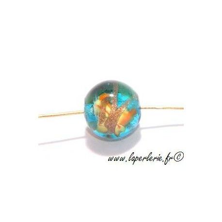 Ronde inclusion papillon 12mm AQUAMARINE  - 1