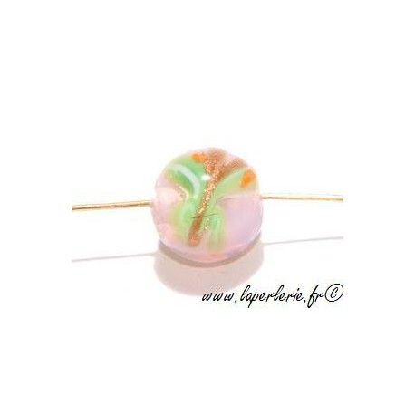 Ronde inclusion papillon 12mm ROSE OPAL  - 1