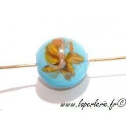 Ronde inclusion papillon 12mm TURQUOISE