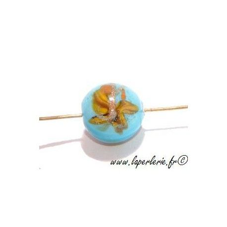 Ronde inclusion papillon 12mm TURQUOISE  - 1