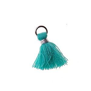 Pompon de fils avec anneau 20/22mm fil argenté LIGHT EMERALD x1