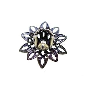 Fleur filigranée coeur en relief 15mm ép.8mm LAITON VIEILLI